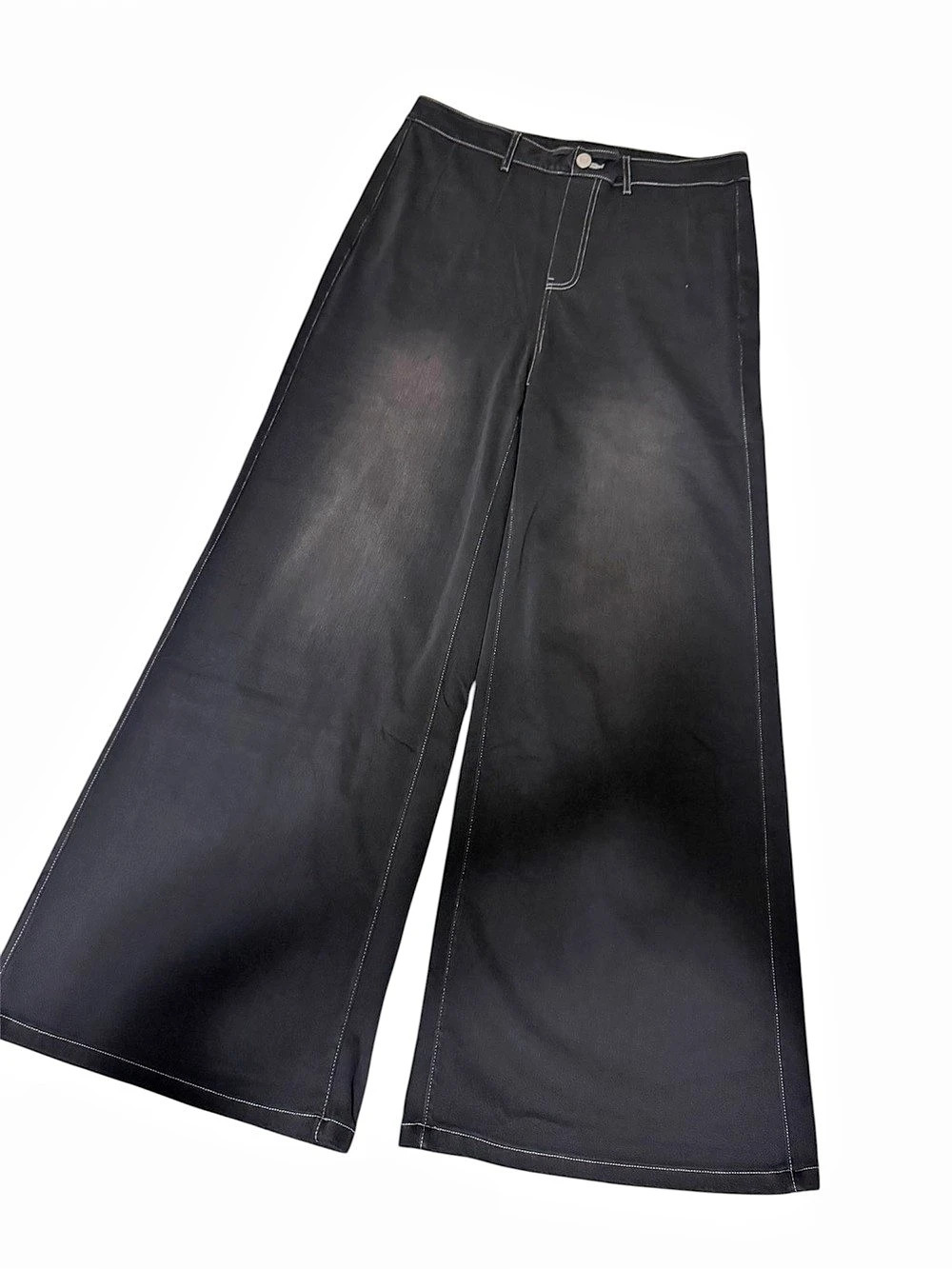 NWT Halara Flex High Waisted Tummy Control Denim Wide Leg Black Size 12/14